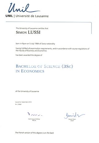 瑞士洛桑大学毕业证样本（瑞士大学文凭模板）