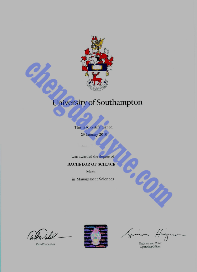 英国南安普顿大学毕业证样本（Customized graduation certificate for the University of Southampton）